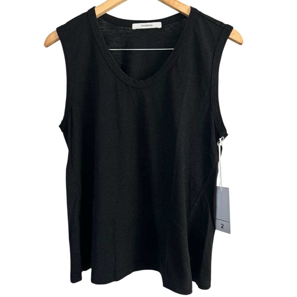Pharaoh Collection Muscle Shell in Supima Slub Black Size 2/M New